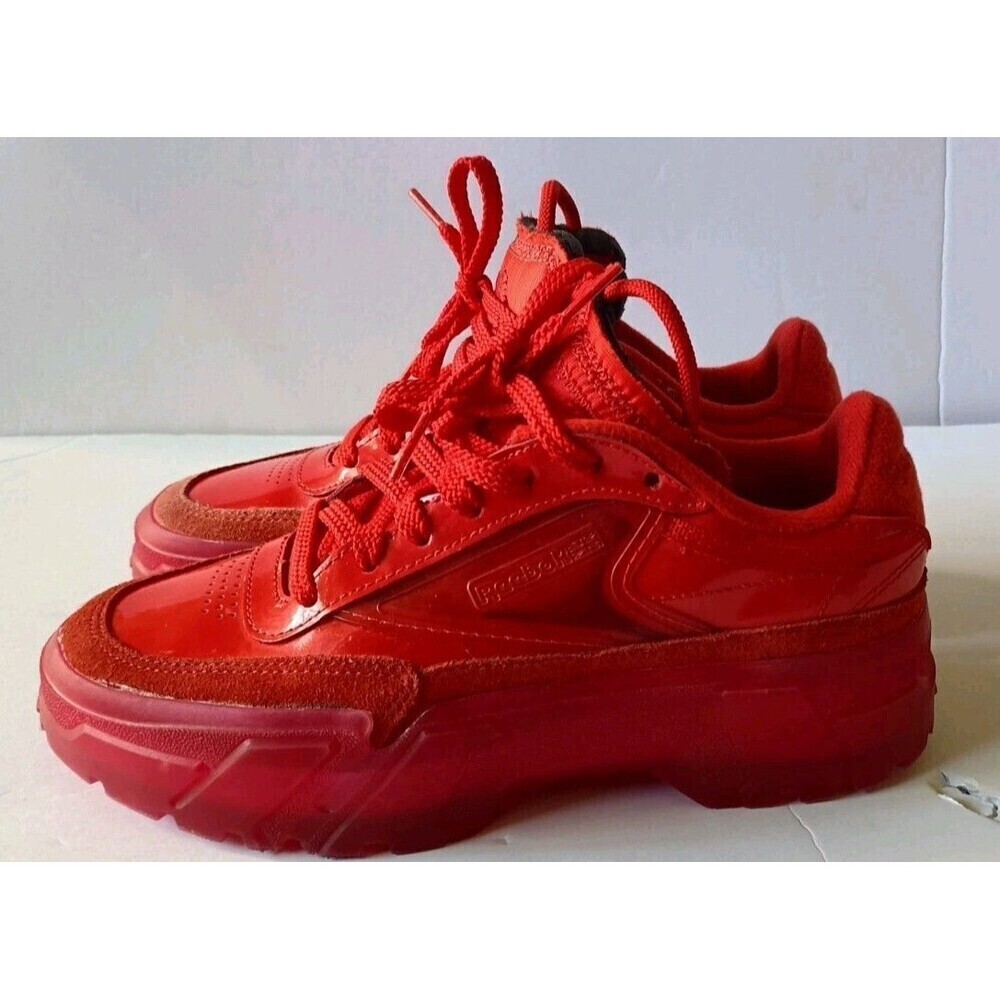 Reebok Cardi B Sneakers Size 5 Red Coated Club C Double Bubble Gum Bottom - Picture 4 of 13